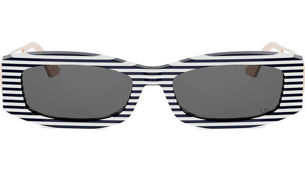 30Montaigne 14I Black Striped Rectangular Sunglasses