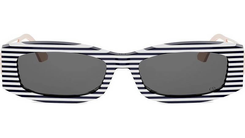 30Montaigne 14I Black Striped Rectangular Sunglasses