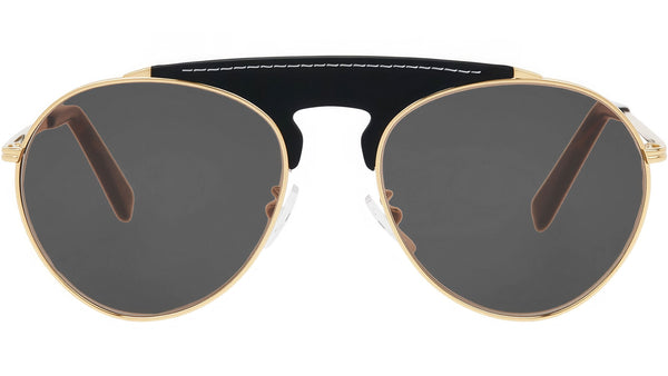Leather Metal Gold Pilot Sunglasses