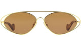 Metal Gold Oval Sunglasses