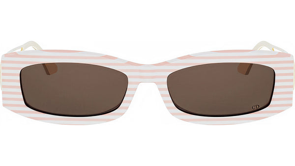 30Montaigne 14I Pink Striped Rectangular Sunglasses