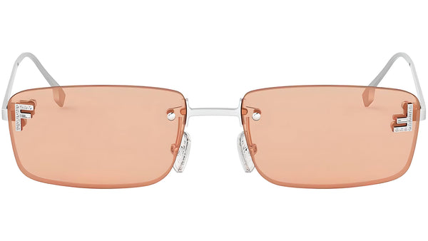 Fendi First Crystal Shiny Silver Square Sunglasses