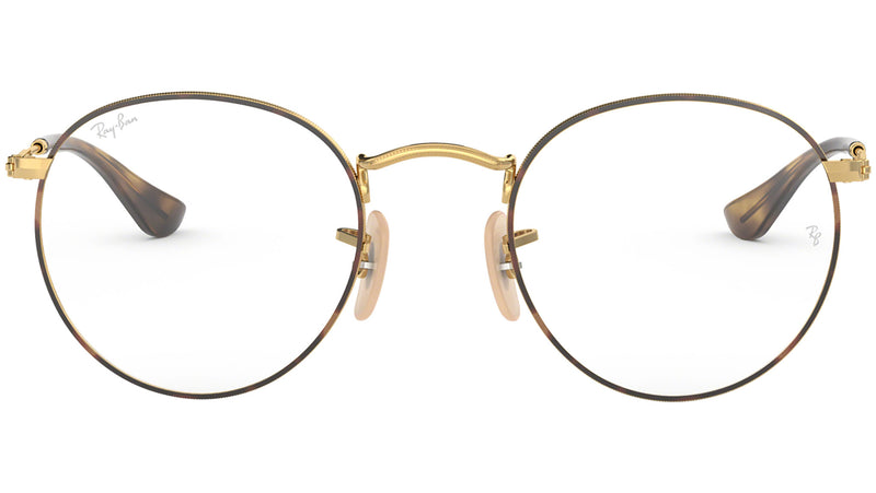 Round Metal Optics RB3447V gold on top havana