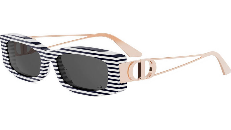 30Montaigne 14I Black Striped Rectangular Sunglasses