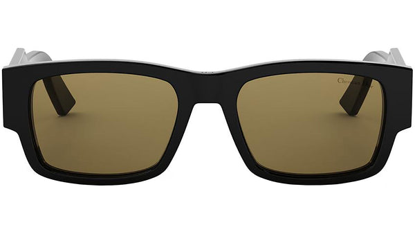 Christian Dior Label S1I Shiny Black Rectangular Sunglasses
