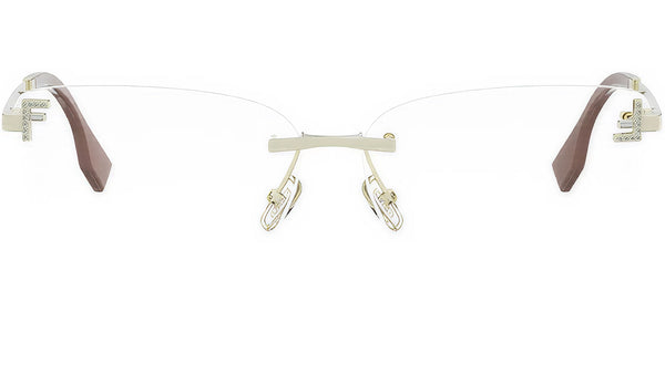 Fendi Crystal Gold Geometric Eyeglasses