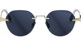 CD Diamond R5U Gold Blue Round Sunglasses