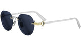 CD Diamond R5U Gold Blue Round Sunglasses