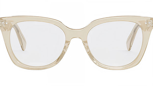 Thin 2 Dots Beige Square Eyeglasses